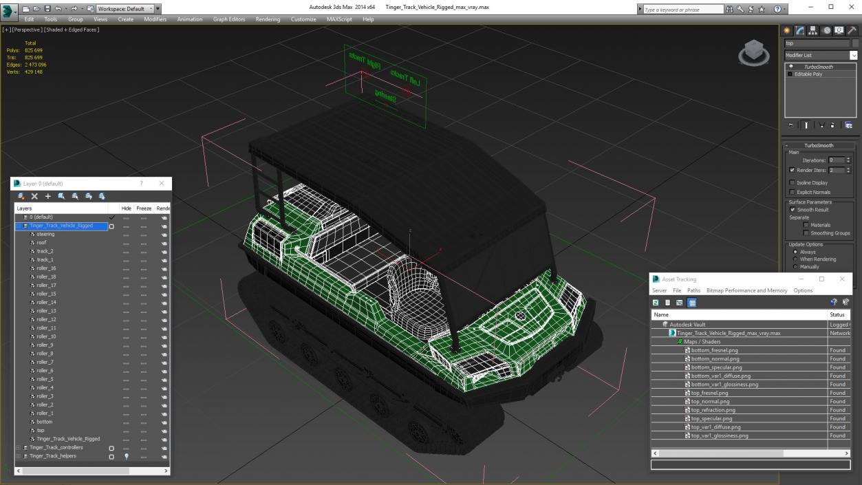 Tinger Track Vehicle Rigged 3D