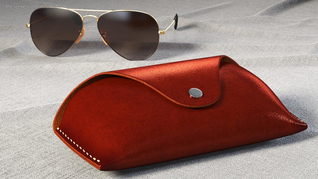 3D Leather Sunglasses Case Closed Brown