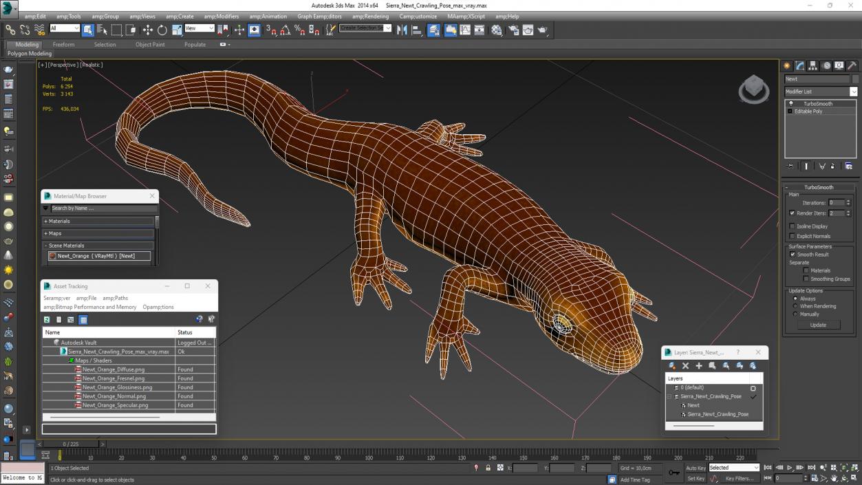 3D model Sierra Newt Crawling Pose