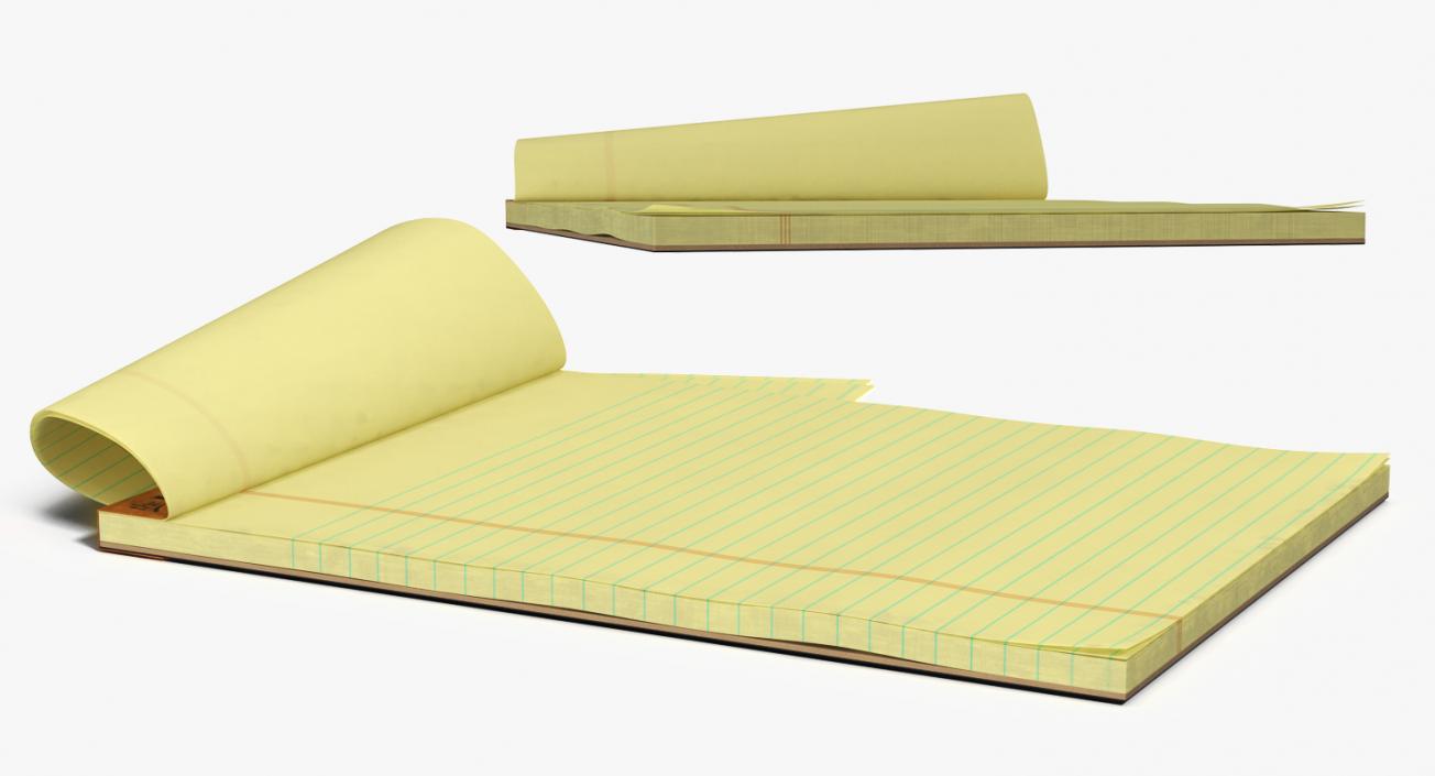 Blank Yellow Legal Pad 3D