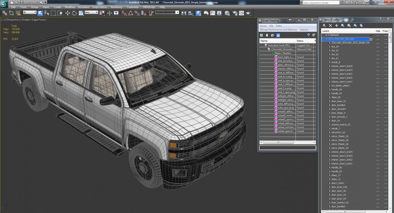 3D model Chevrolet Silverado 2015 Simple Interior