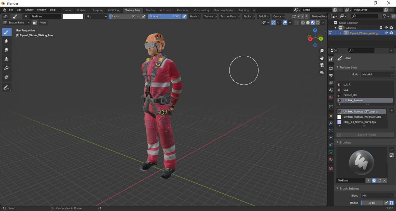 3D Alpinist Worker Waiting Pose model