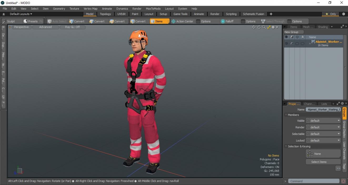 3D Alpinist Worker Waiting Pose model