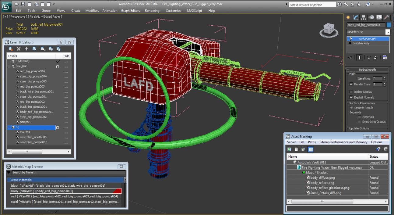 3D model Fire Fighting Water Gun Rigged