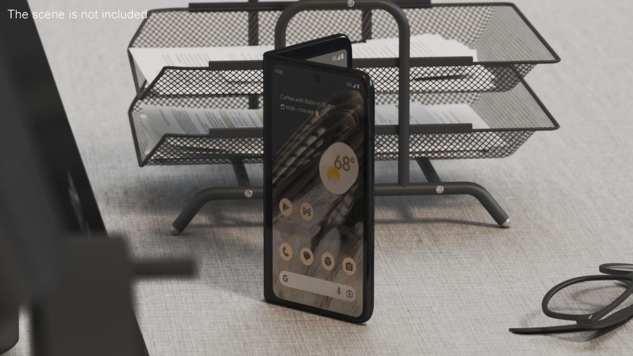 3D Google Pixel Fold Smartphone Obsidian Rigged for Cinema 4D model