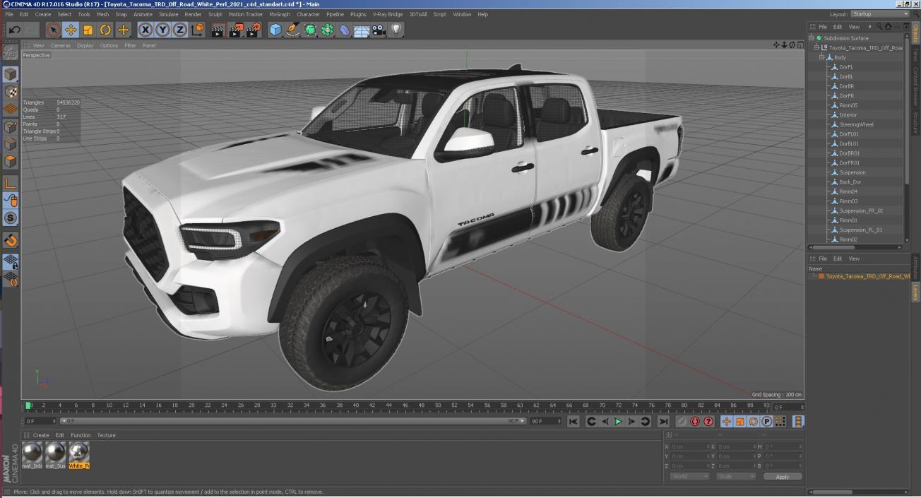 Toyota Tacoma TRD Off Road White Perl 2021 3D