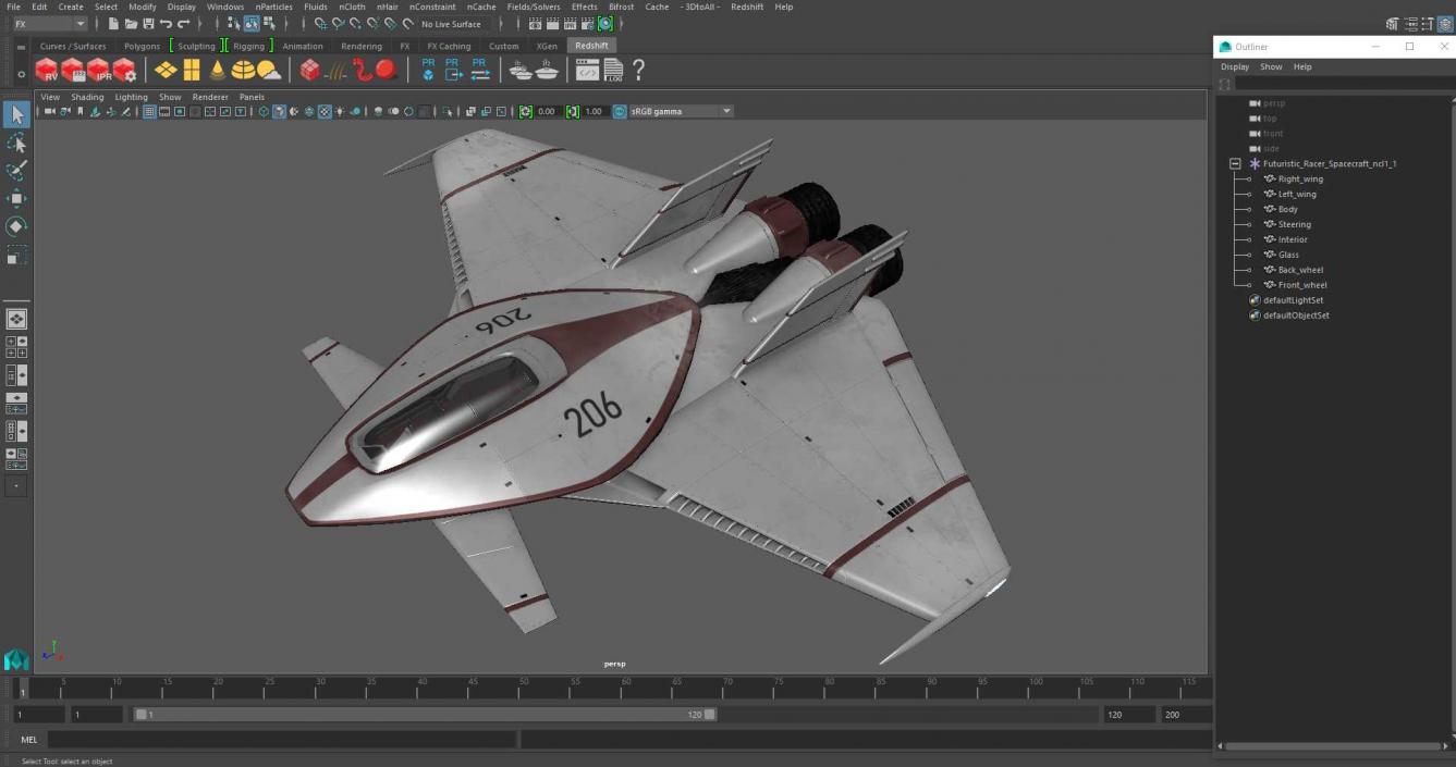 Futuristic Racer Spacecraft 3D