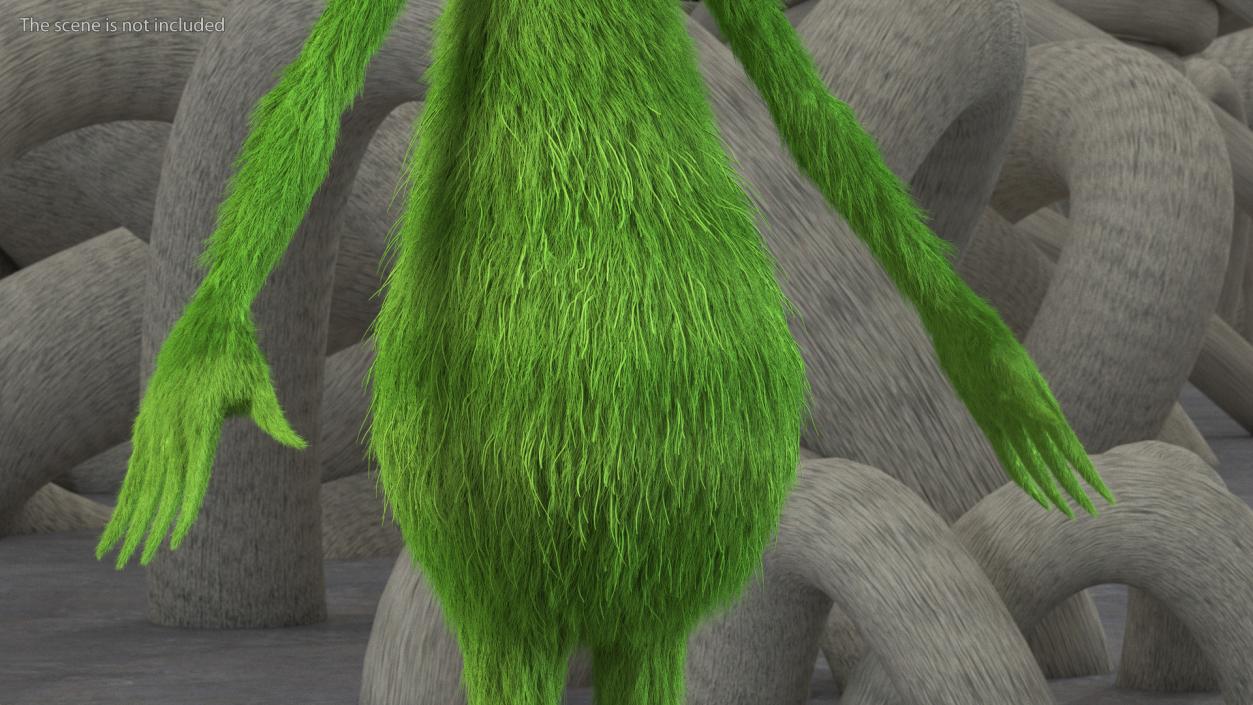 3D model Cartoon Grinch Character with Fur Rigged