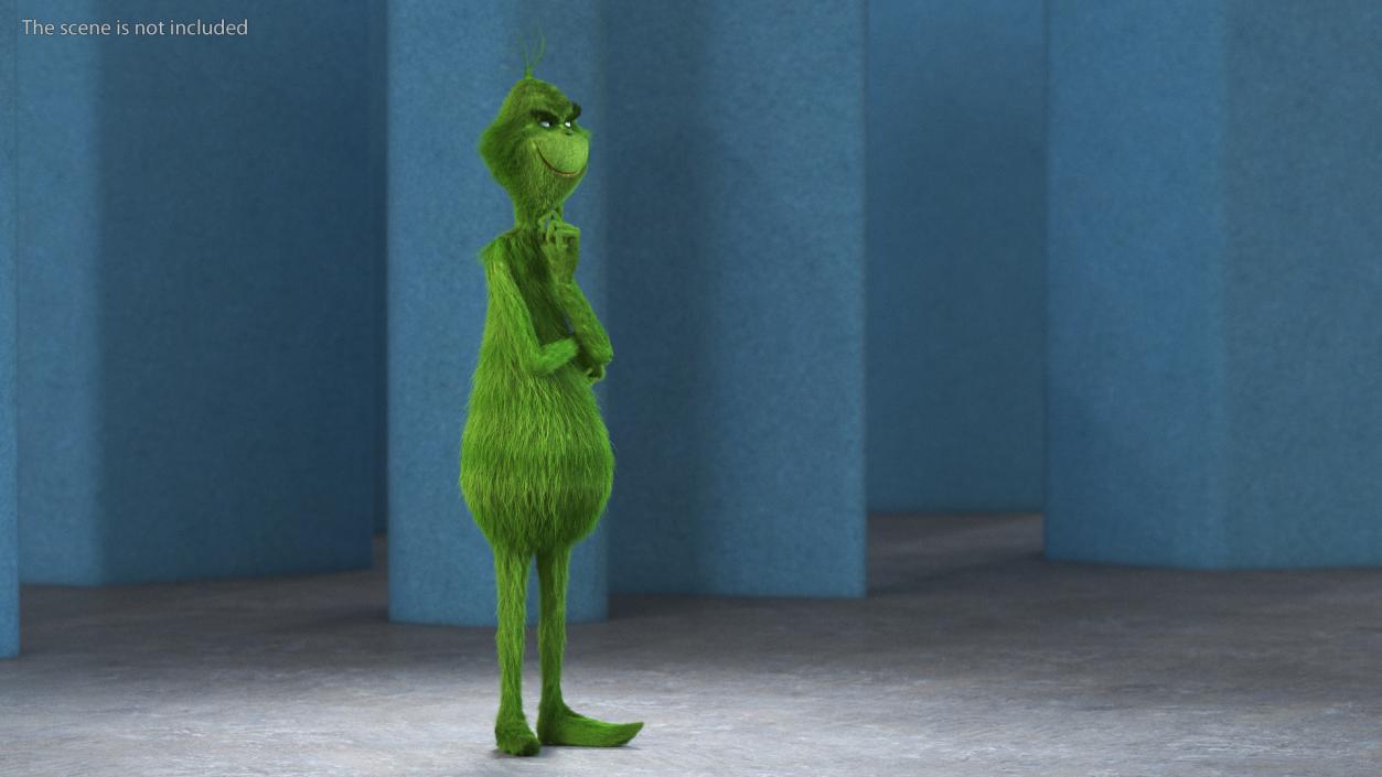 3D model Cartoon Grinch Character with Fur Rigged