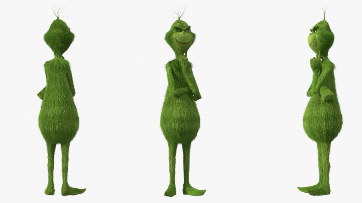 3D model Cartoon Grinch Character with Fur Rigged