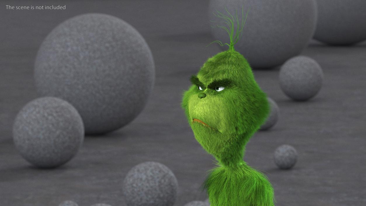 3D model Cartoon Grinch Character with Fur Rigged