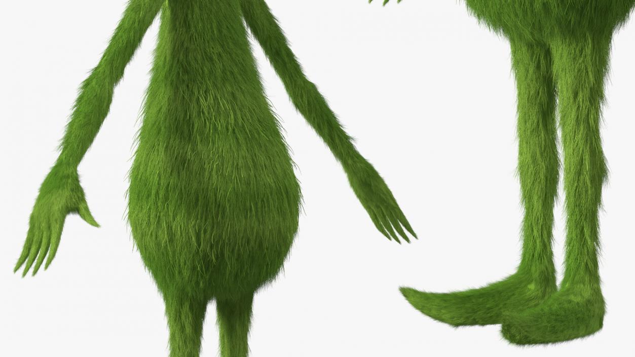 3D model Cartoon Grinch Character with Fur Rigged