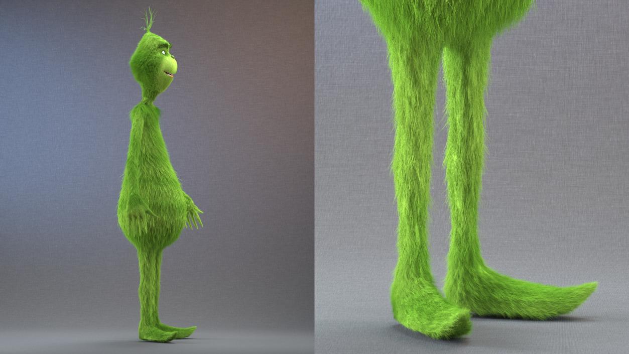 3D model Cartoon Grinch Character with Fur Rigged