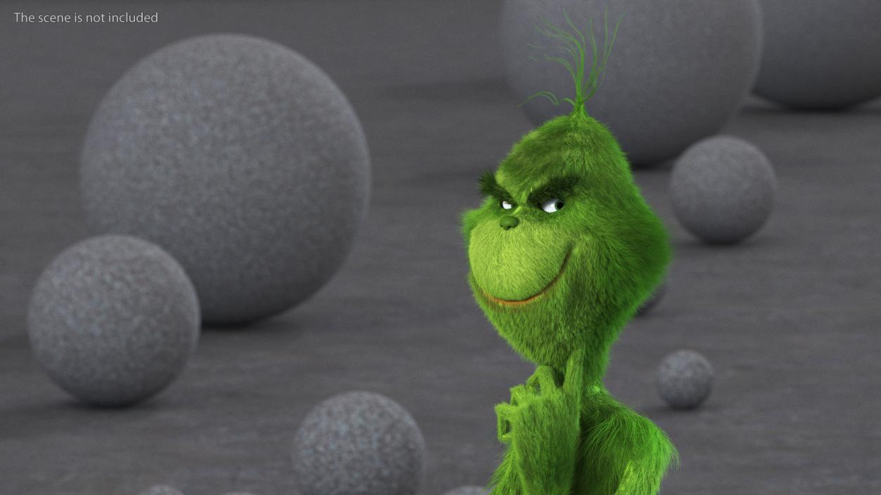 3D model Cartoon Grinch Character with Fur Rigged