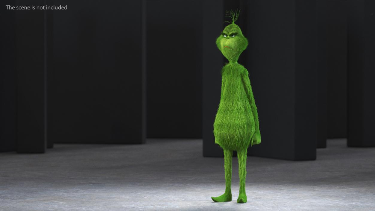 3D model Cartoon Grinch Character with Fur Rigged