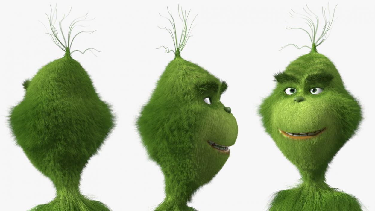 3D model Cartoon Grinch Character with Fur Rigged