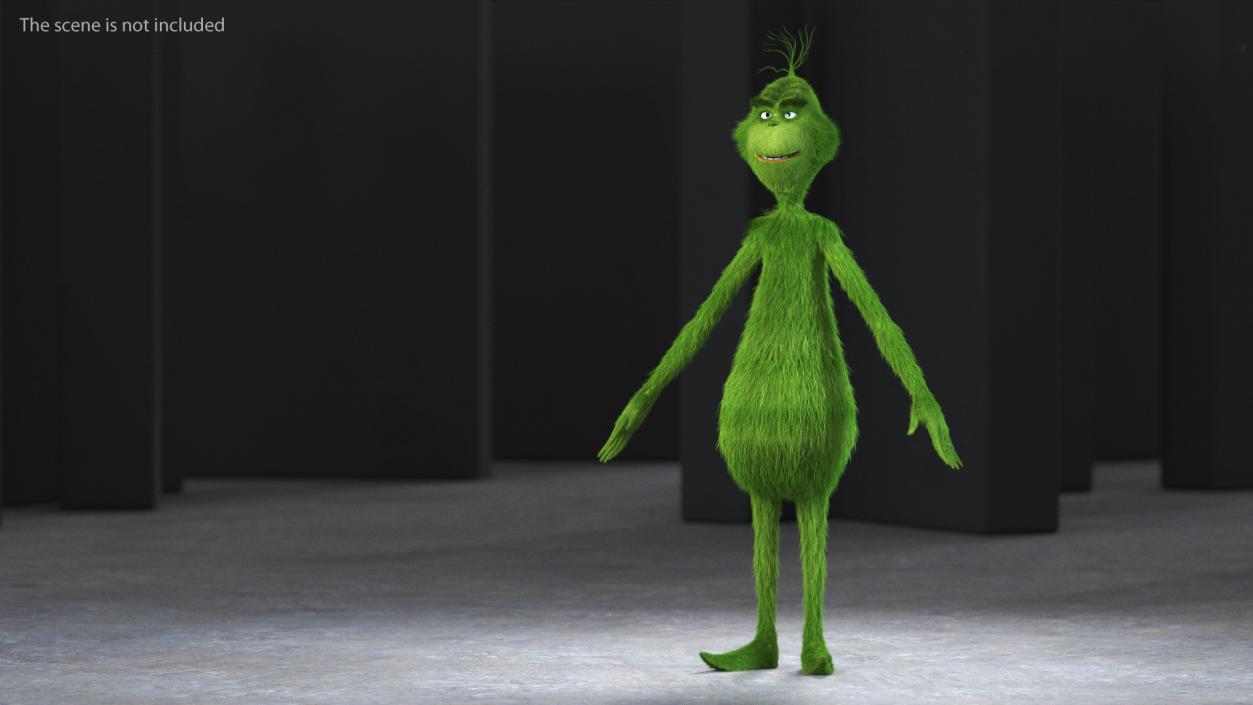 3D model Cartoon Grinch Character with Fur Rigged