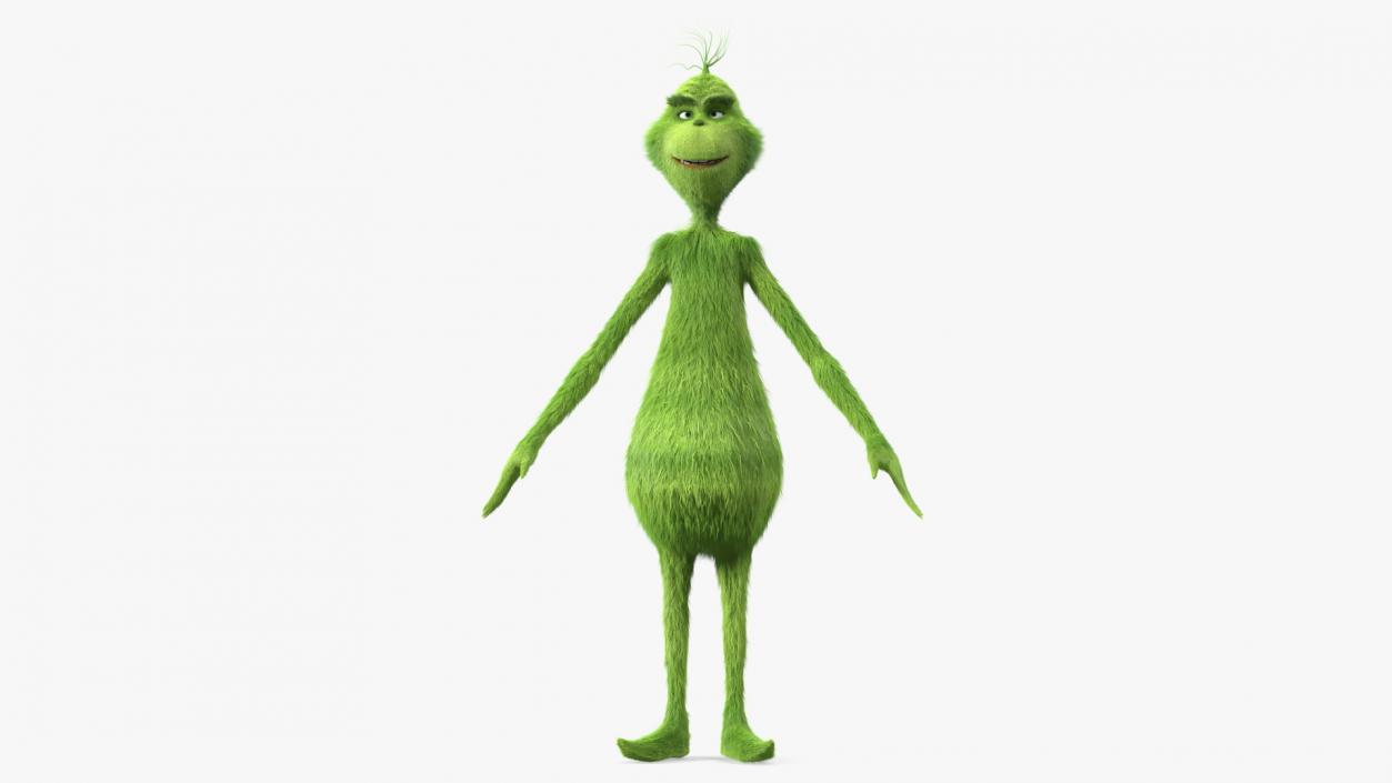 3D model Cartoon Grinch Character with Fur Rigged