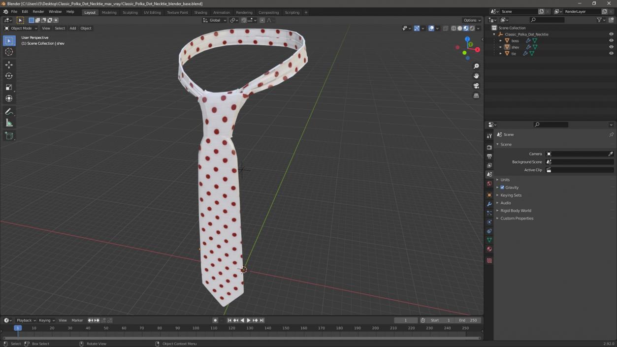 3D model Classic Polka Dot Necktie