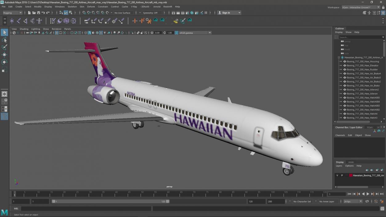 3D Hawaiian Boeing 717-200 Airlines Aircraft