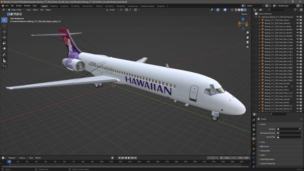 3D Hawaiian Boeing 717-200 Airlines Aircraft