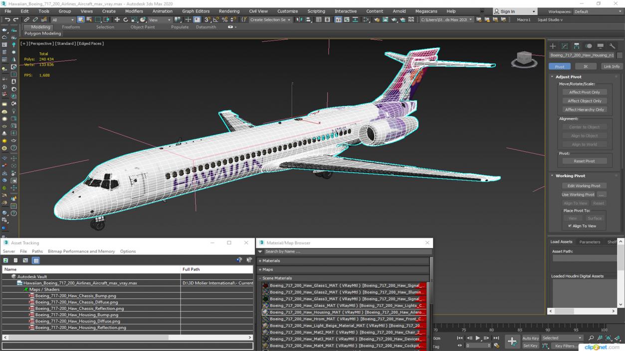 3D Hawaiian Boeing 717-200 Airlines Aircraft