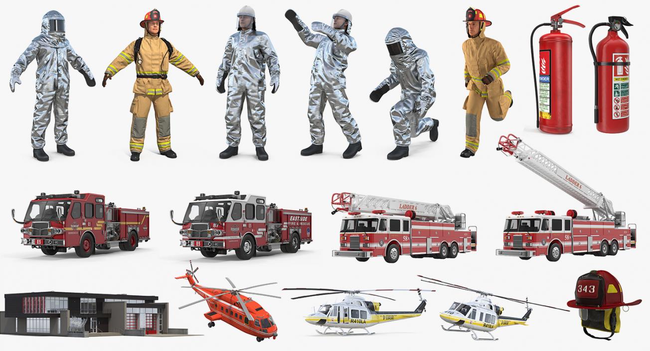 Firefighters and Equipment Collection 2 3D model