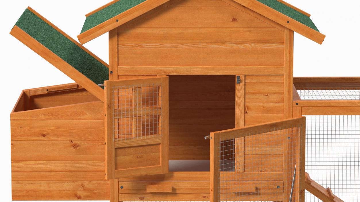 3D Wooden Small Chicken Coop with Chicken Run Empty model