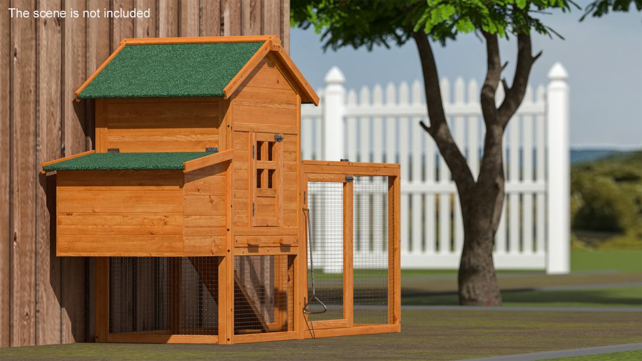 3D Wooden Small Chicken Coop with Chicken Run Empty model