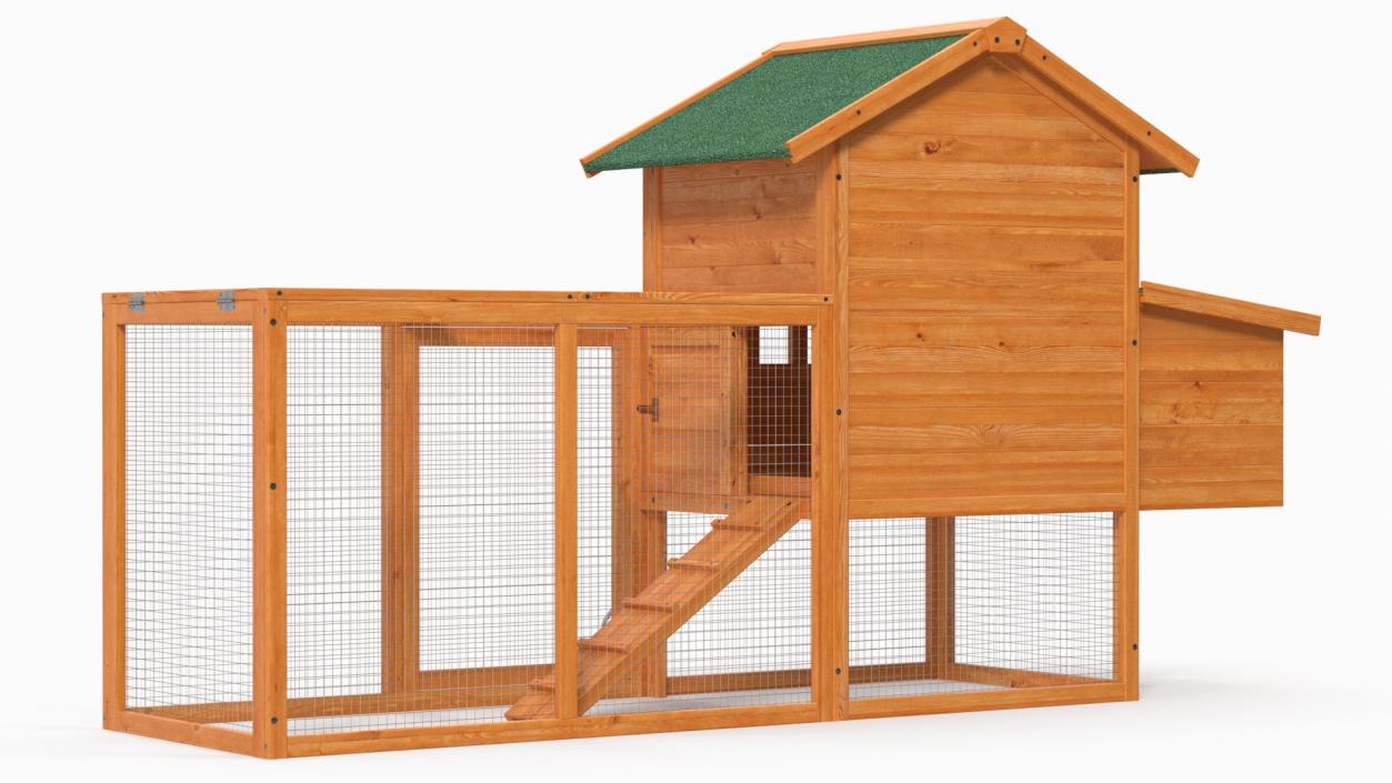 3D Wooden Small Chicken Coop with Chicken Run Empty model