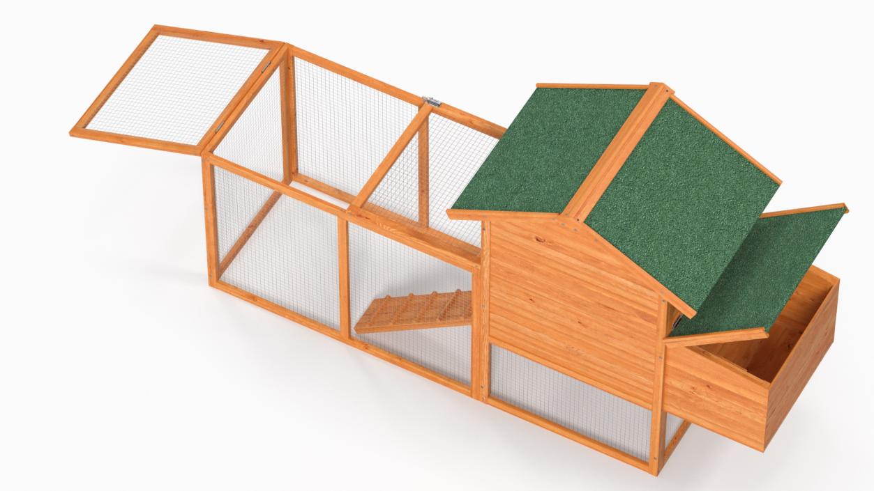 3D Wooden Small Chicken Coop with Chicken Run Empty model