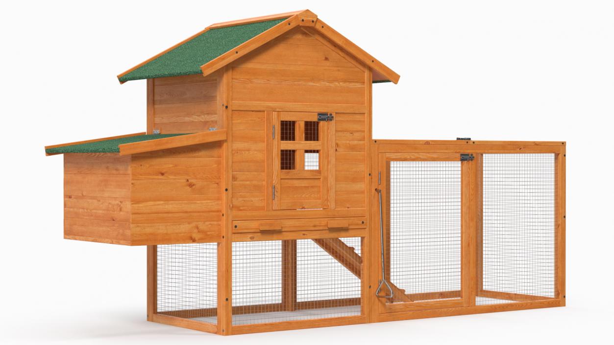 3D Wooden Small Chicken Coop with Chicken Run Empty model