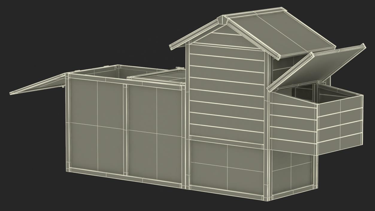 3D Wooden Small Chicken Coop with Chicken Run Empty model