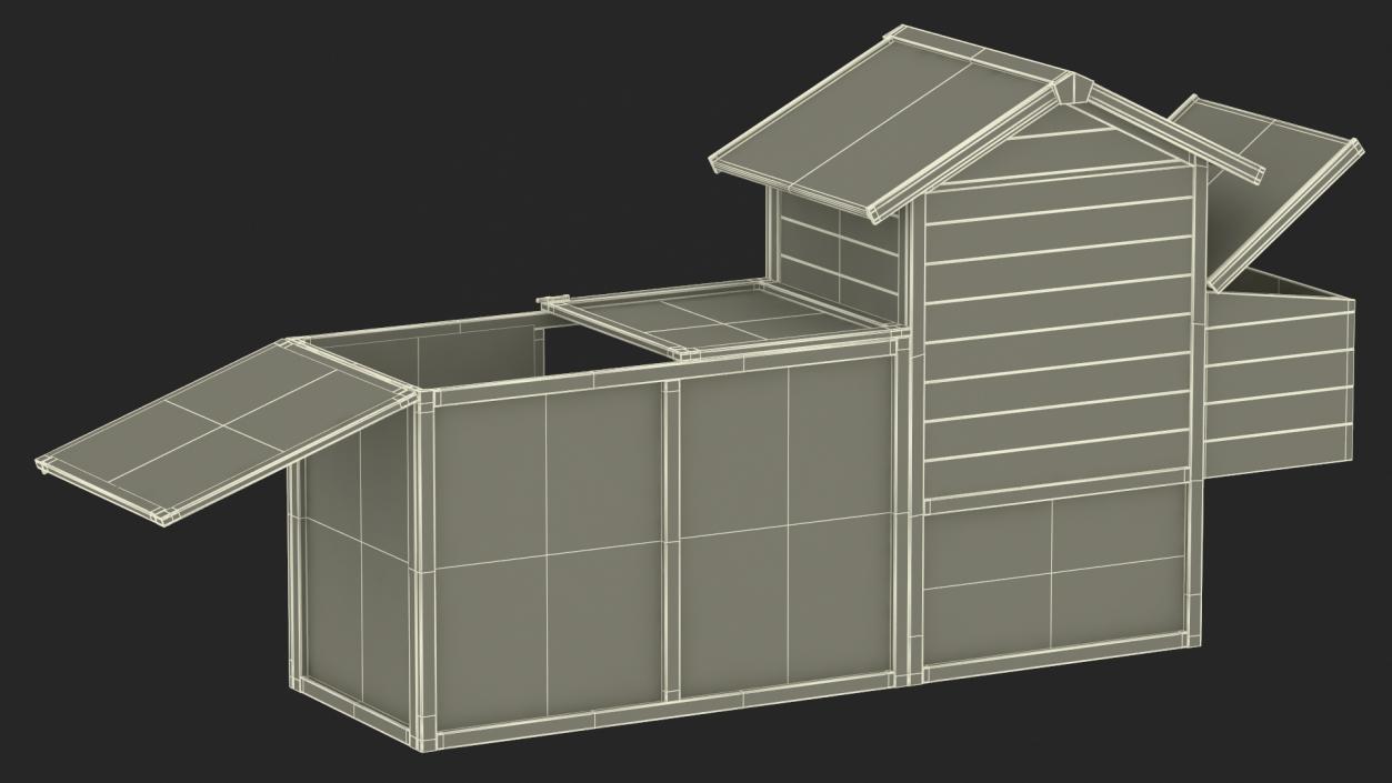 3D Wooden Small Chicken Coop with Chicken Run Empty model