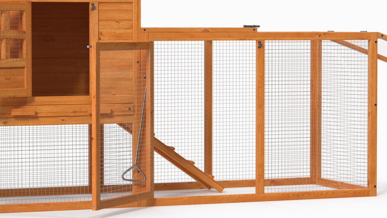 3D Wooden Small Chicken Coop with Chicken Run Empty model