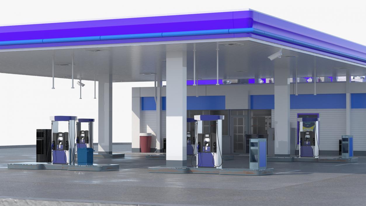 3D Gasoline Station Blue