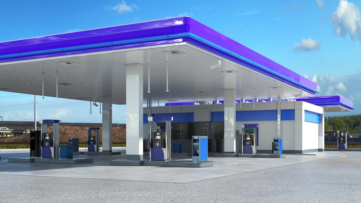 3D Gasoline Station Blue