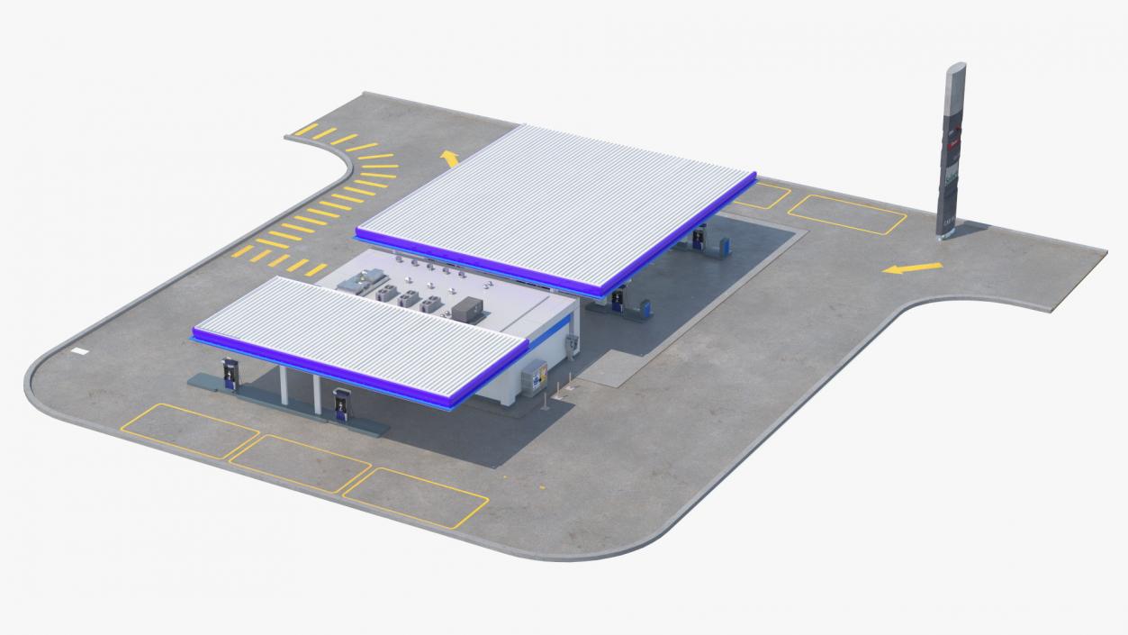 3D Gasoline Station Blue