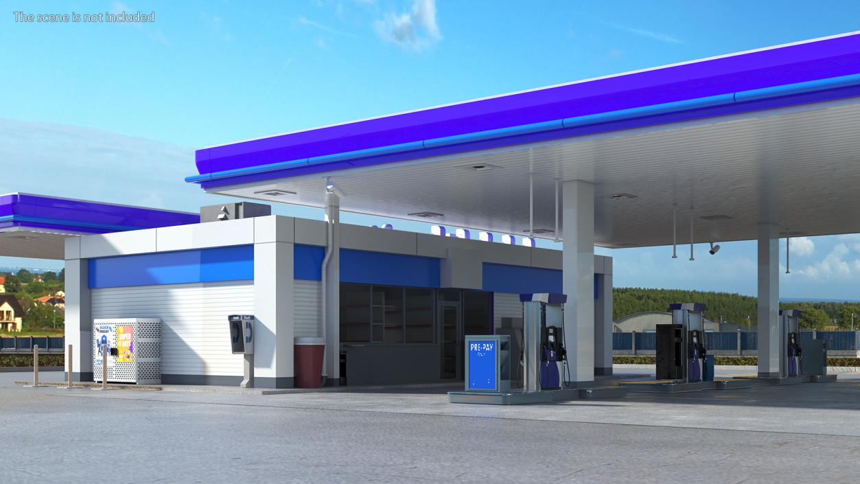 3D Gasoline Station Blue