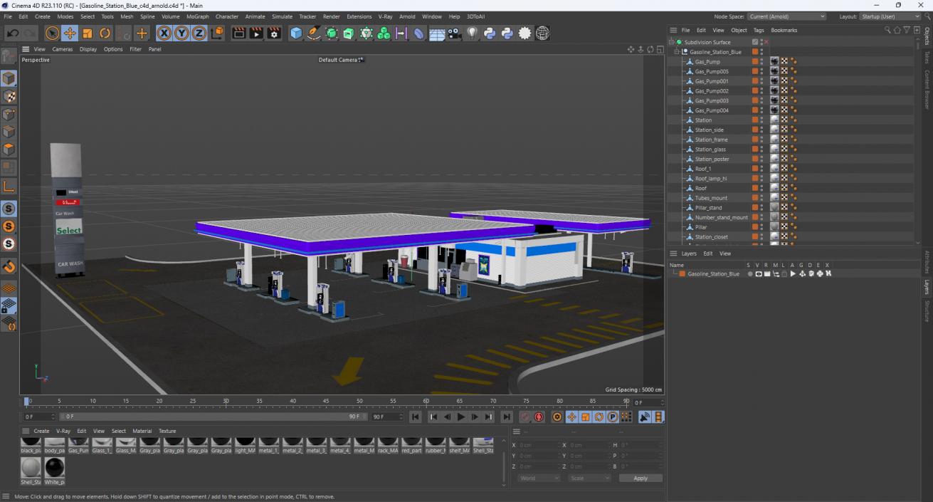 3D Gasoline Station Blue