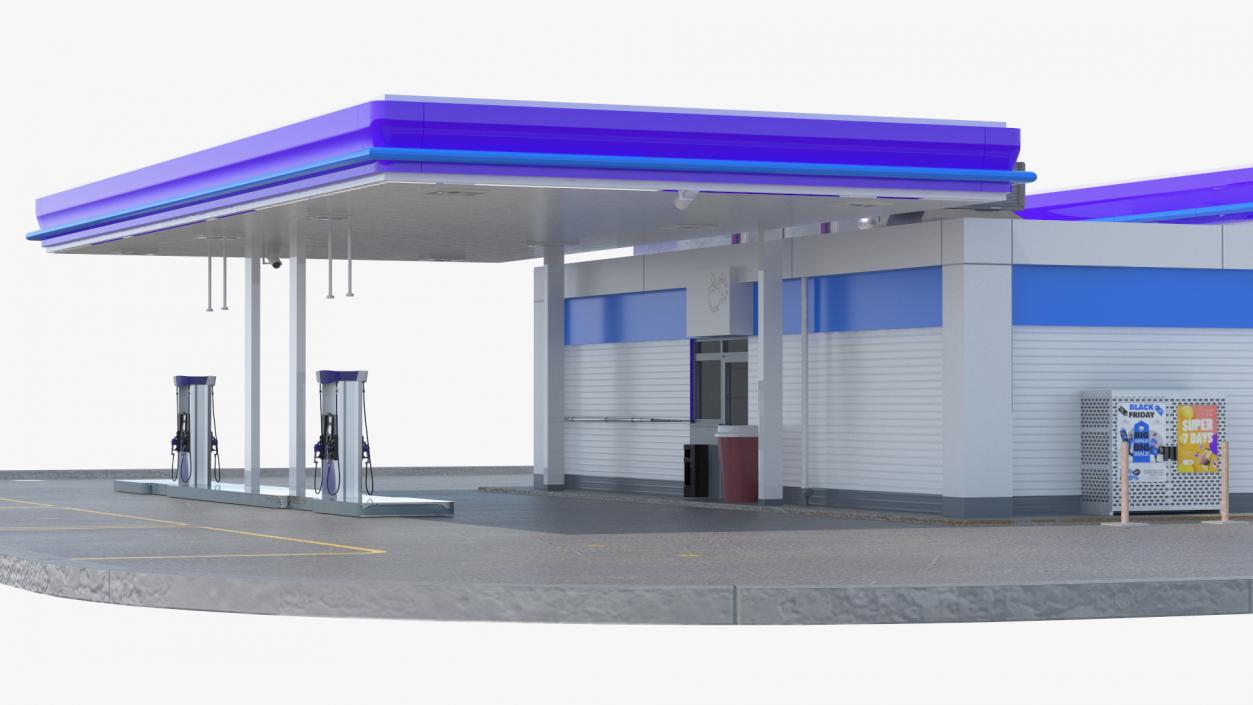 3D Gasoline Station Blue