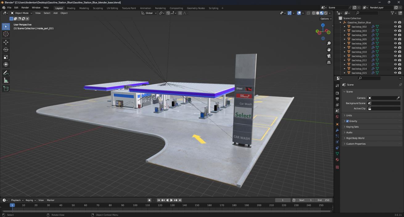 3D Gasoline Station Blue