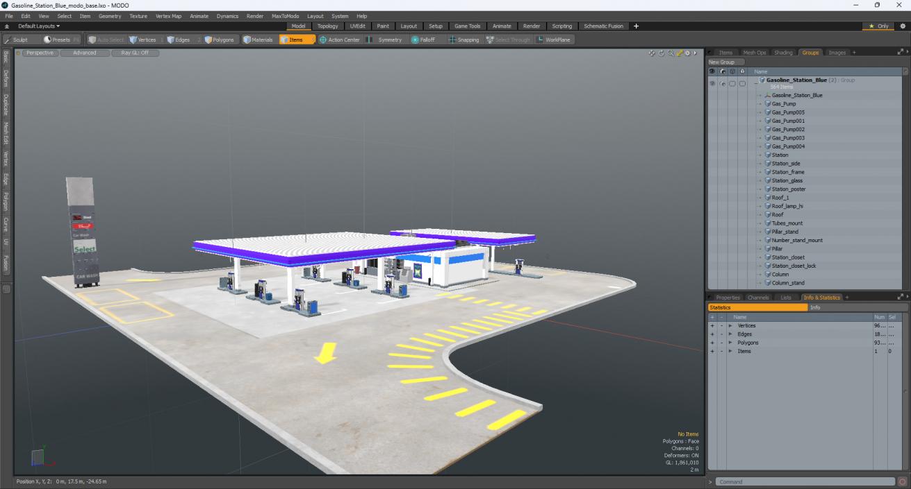 3D Gasoline Station Blue