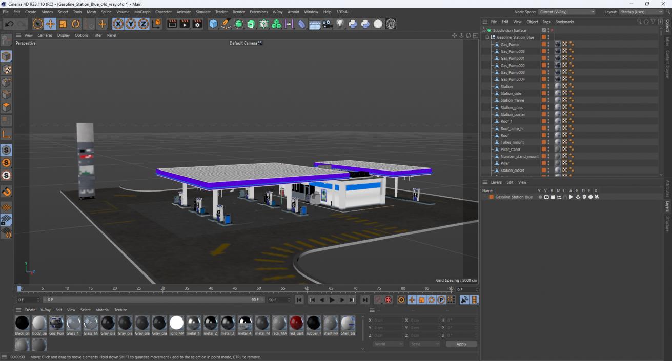 3D Gasoline Station Blue