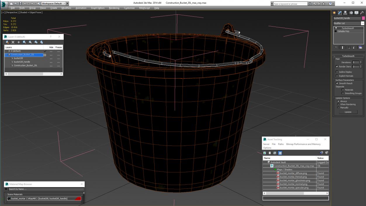 3D Construction Bucket 20L model