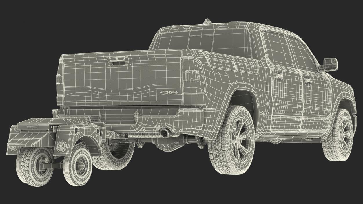 3D model Pickup Truck with Runway Friction Tester