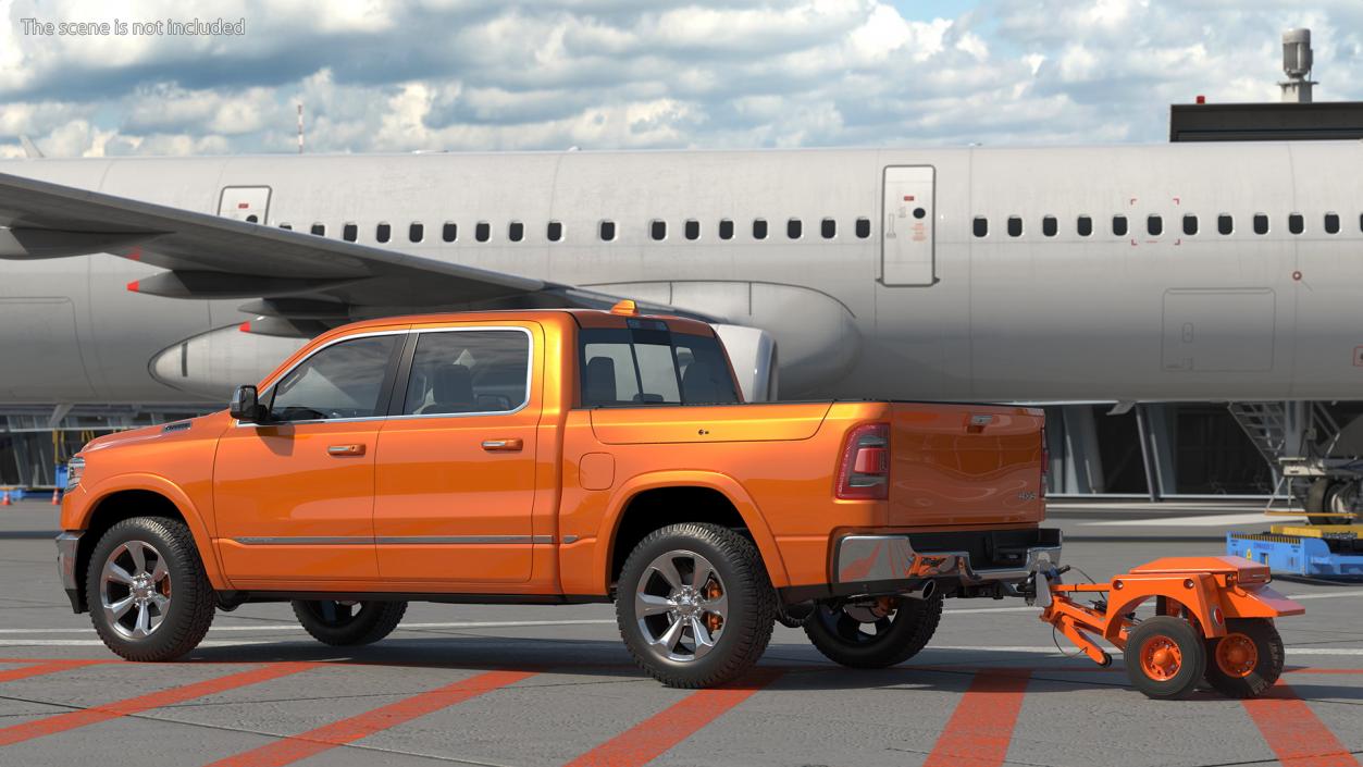 3D model Pickup Truck with Runway Friction Tester