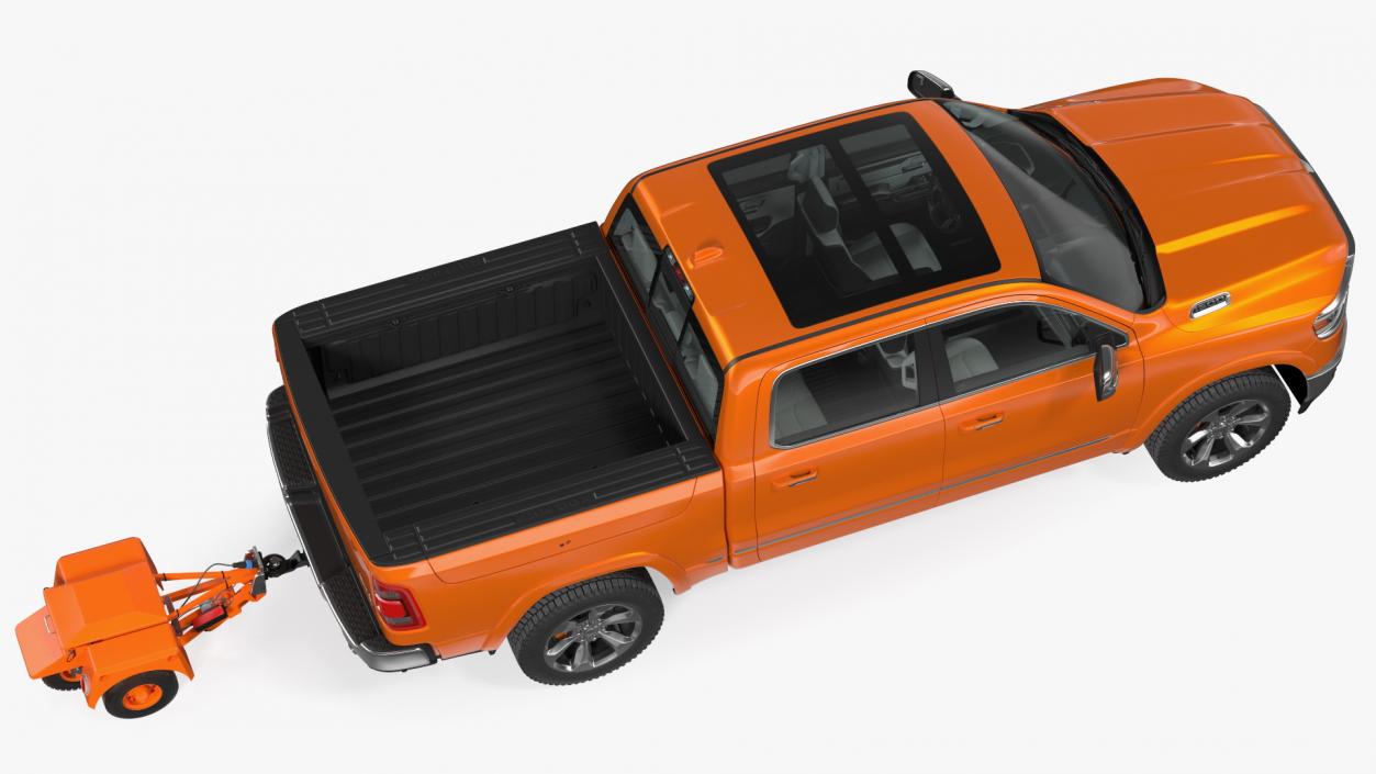 3D model Pickup Truck with Runway Friction Tester