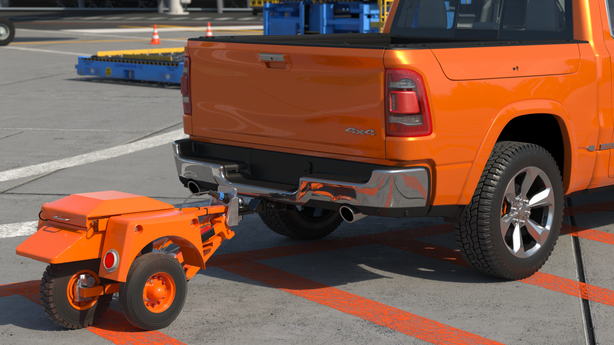 3D model Pickup Truck with Runway Friction Tester