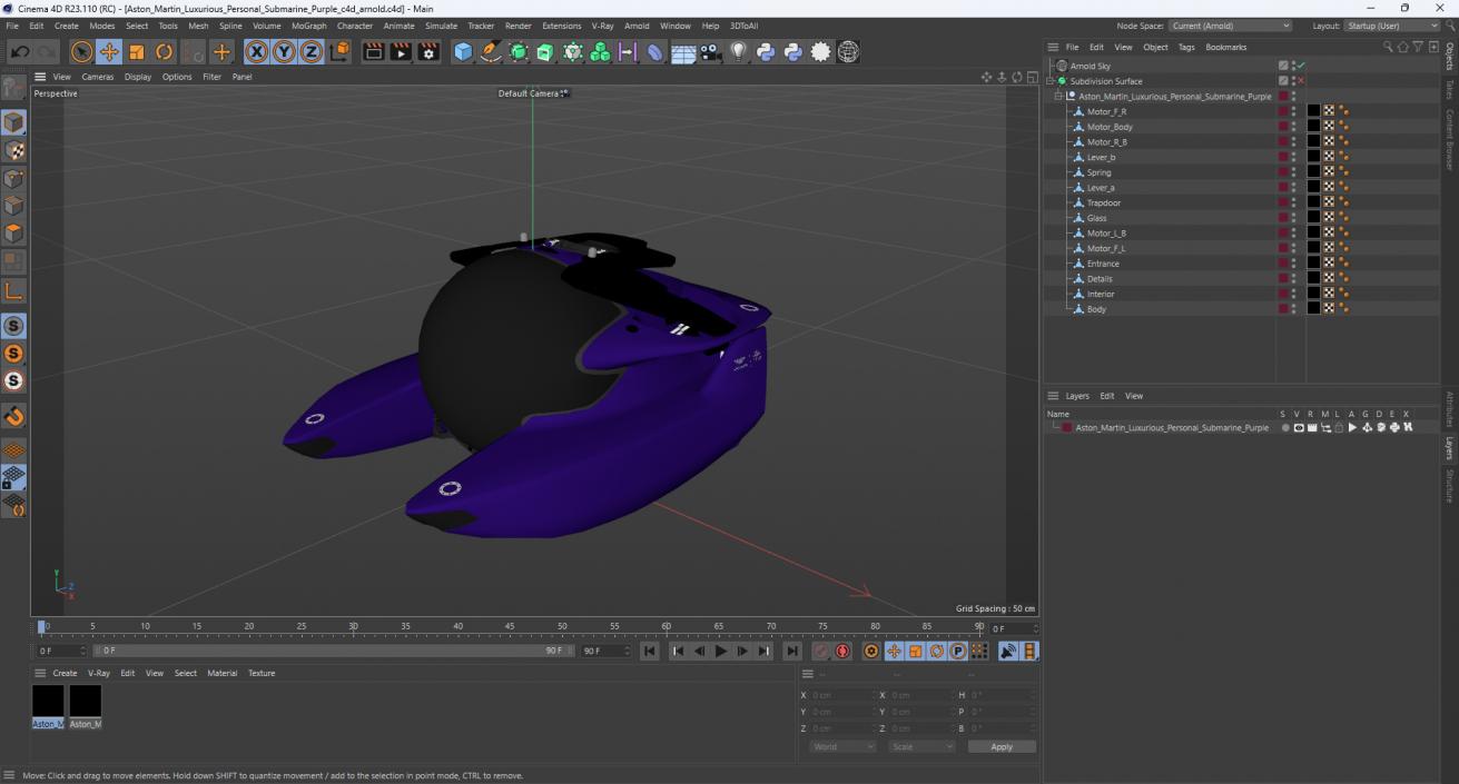 3D Aston Martin Luxurious Personal Submarine Purple model